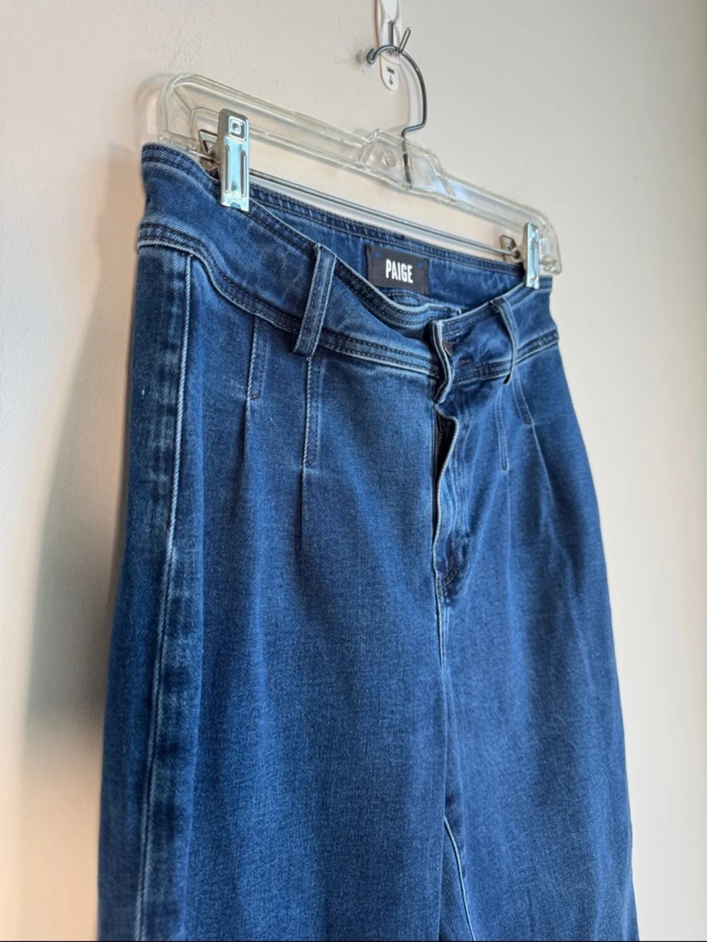 PAIGE Dark Blue Wide Leg Jeans - Picture 2 of 5